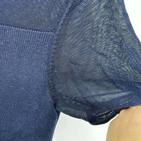 Norton McNaughton vintage black short sleeve mesh and‎ ribbed blouse size large - Picture 4 of 9